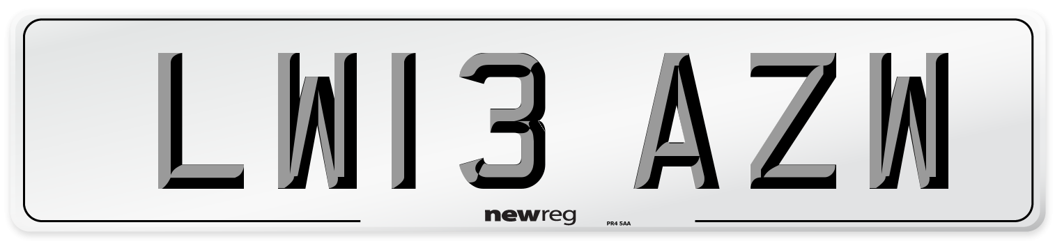 LW13 AZW Number Plate from New Reg